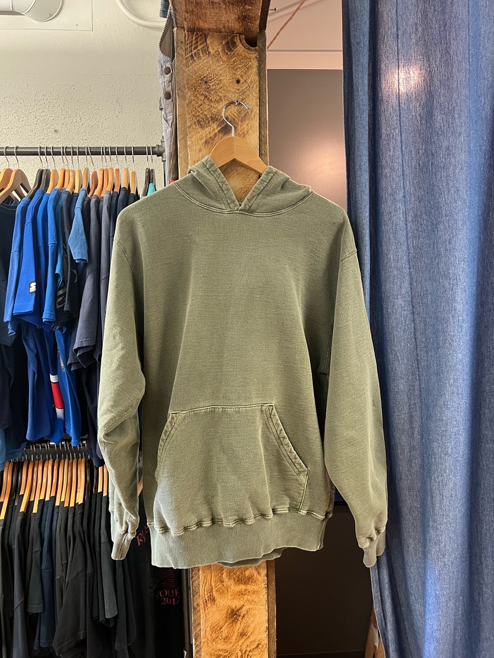 Vintage Olive Green Blank Hoodie